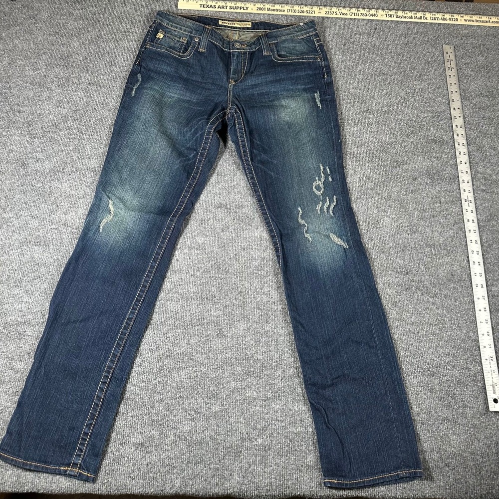Big Star Jeans Womens Size 31L Dark Wash Distressed Casey Skinny Low Rise Denim